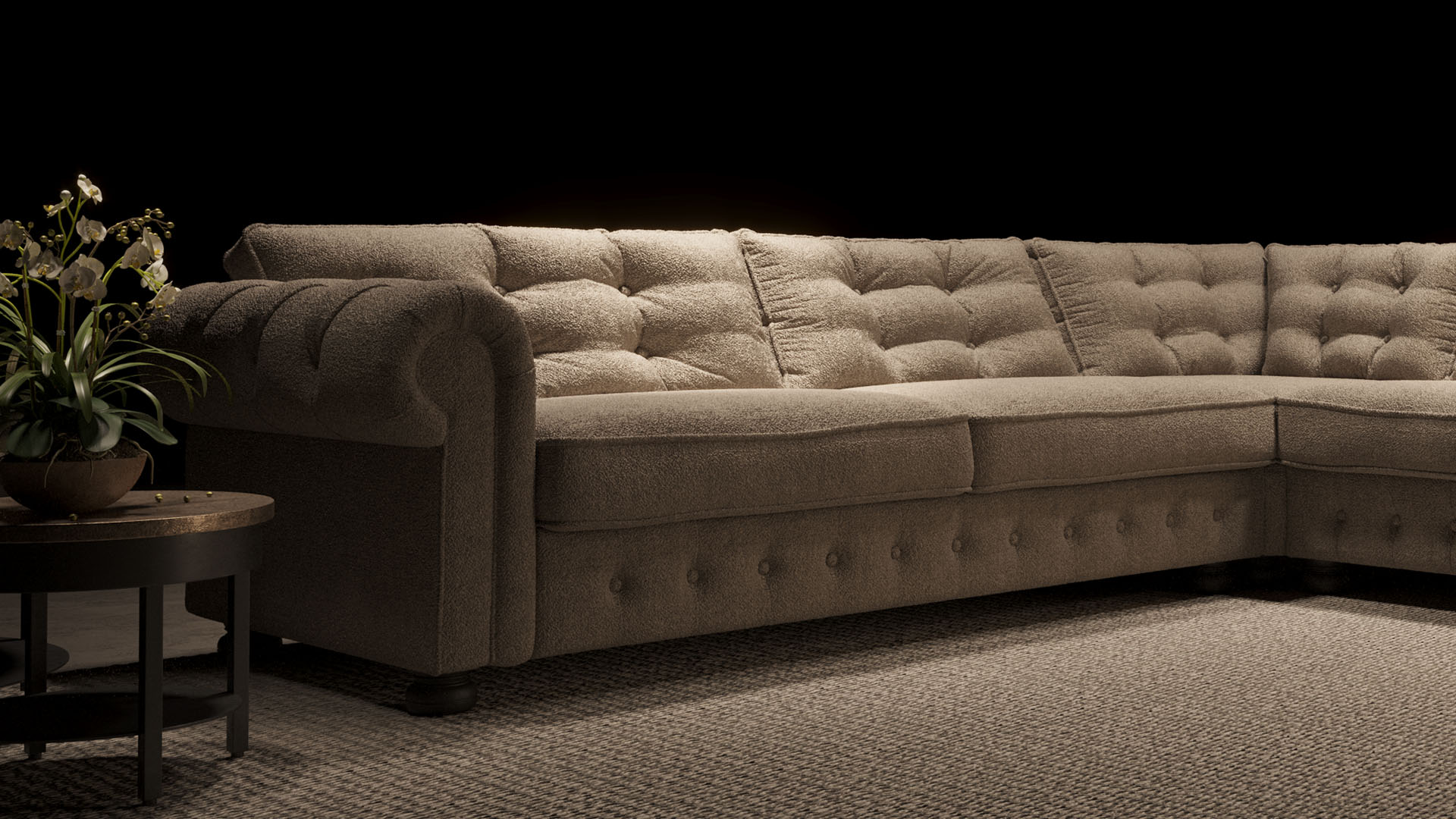 UrbanSofa San Remo Hoekbank Presto Boucle Sand Stijl 1 collectie