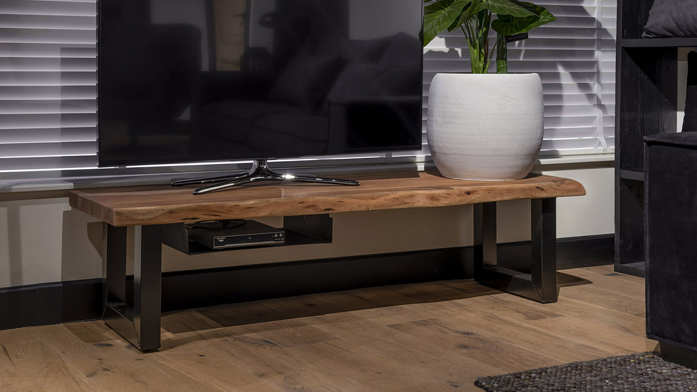 UrbanSofa Live Edge TV Dressoir U Poot Large Zwart Media Tray Website