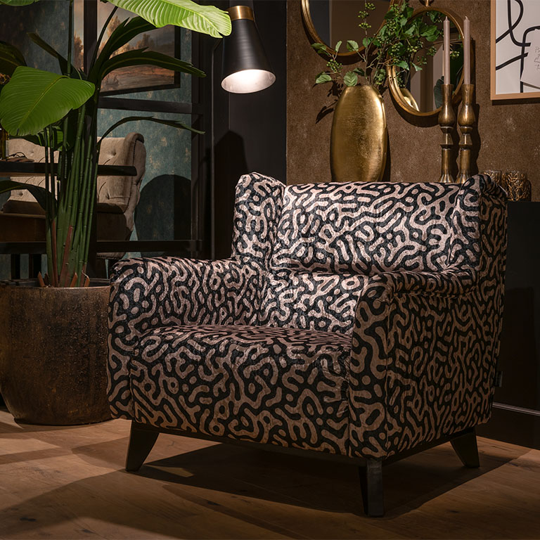 UrbanSofa Memphis Fauteuil Shiny Velvet Twirl Charcoal vierkant 2