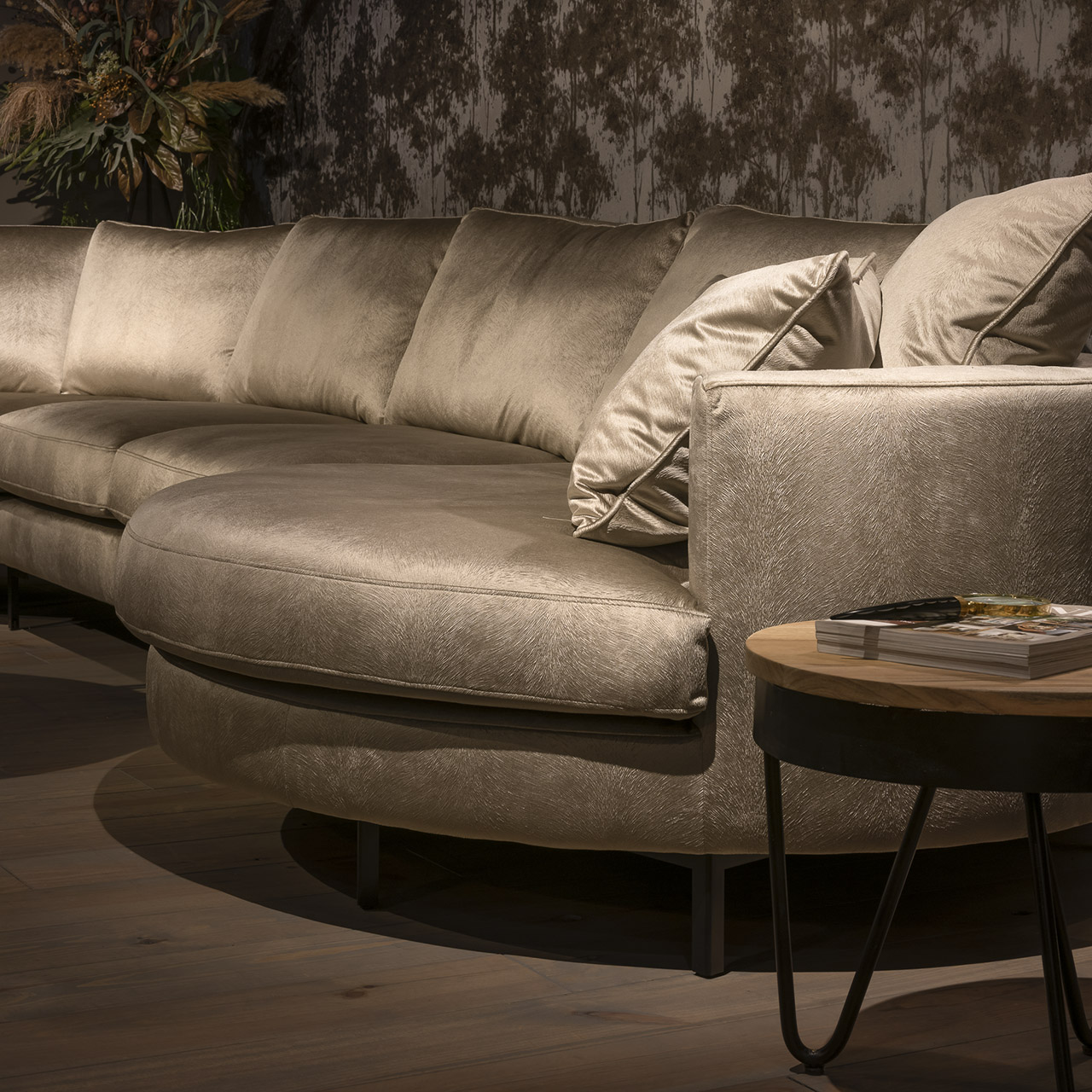 UrbanSofa Lausanne Casia Hoekbank Bergamo Fur Silver Lounge Vierkant