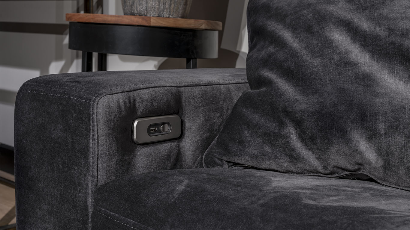 UrbanSofa Auxerre USB Poort Vienna Antracite Liggend