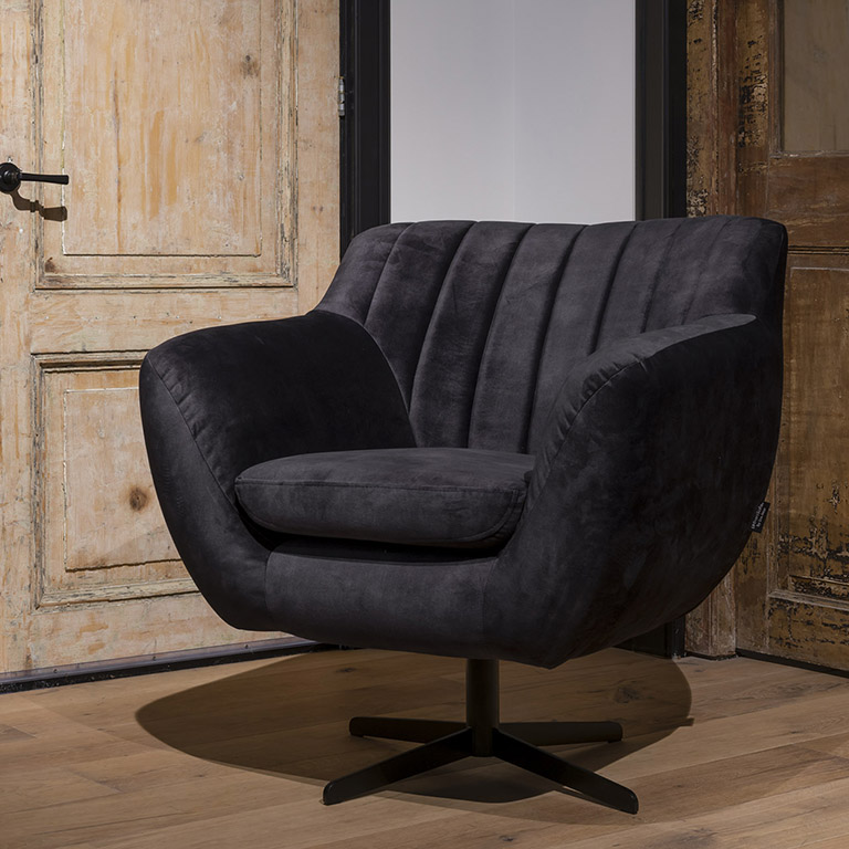 UrbanSofa Calore Fauteuil Vienna Antracite Draaipoot Vierkant