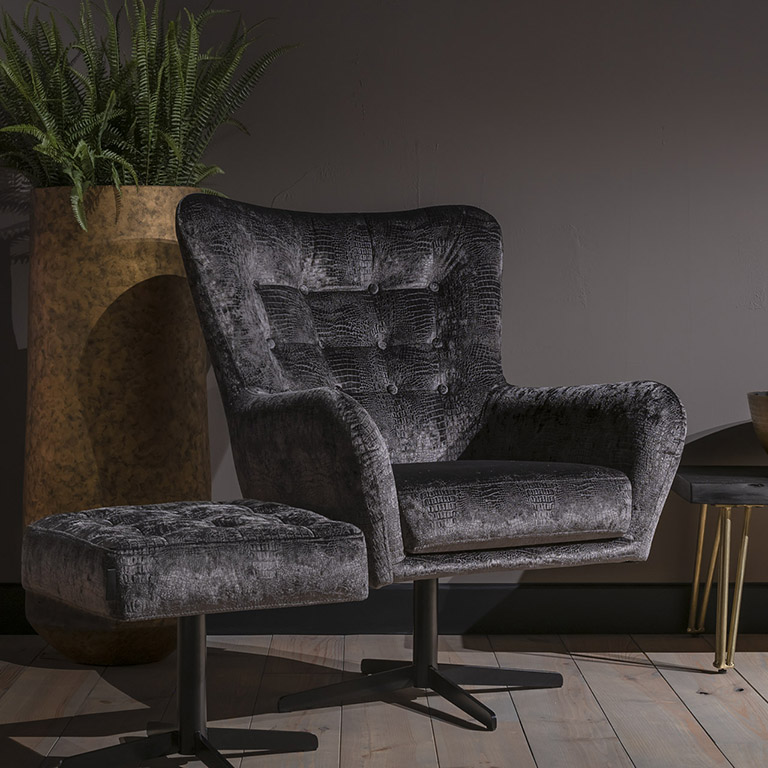 UrbanSofa Flynn Fauteuil Divine Silver Vierkant