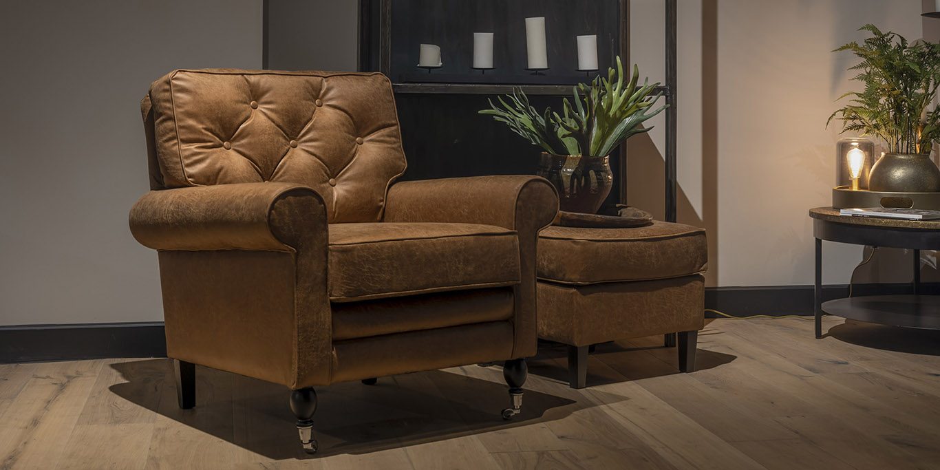 UrbanSofa Toscane Fauteuil Gallardo Leder Brown Liggend