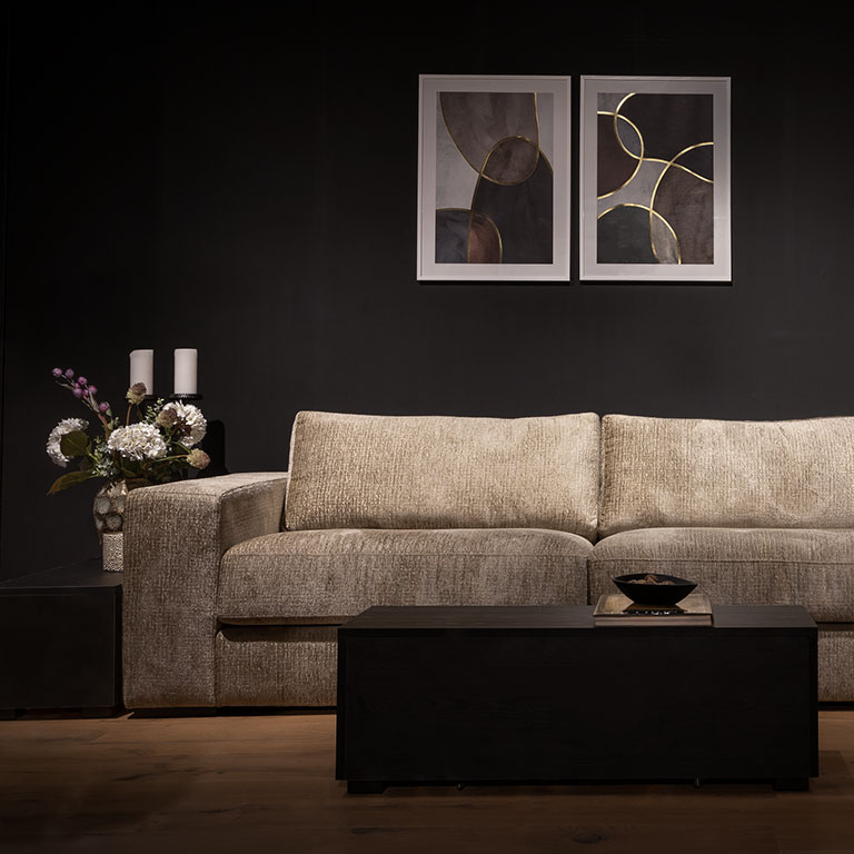 UrbanSofa Carl Casia Loungebank Kensington Desert BLL vierkant