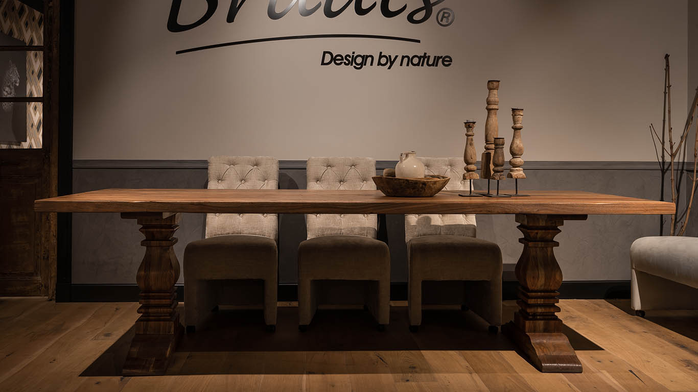 Bruuts Melrose Kloostertafel Toulouse No Arms Eetkamerfauteuil Belize Taupe Voorstaand Website
