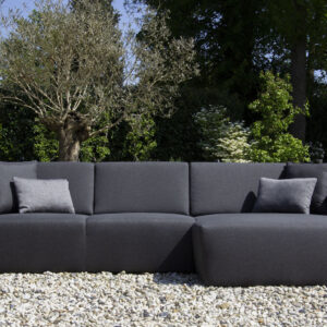 UrbanSofa Outdoor stoffen tuinbanken Provence Loungebank en Hocker in Sunbrella Natte Scoty, ideaal voor tuinontspanning.