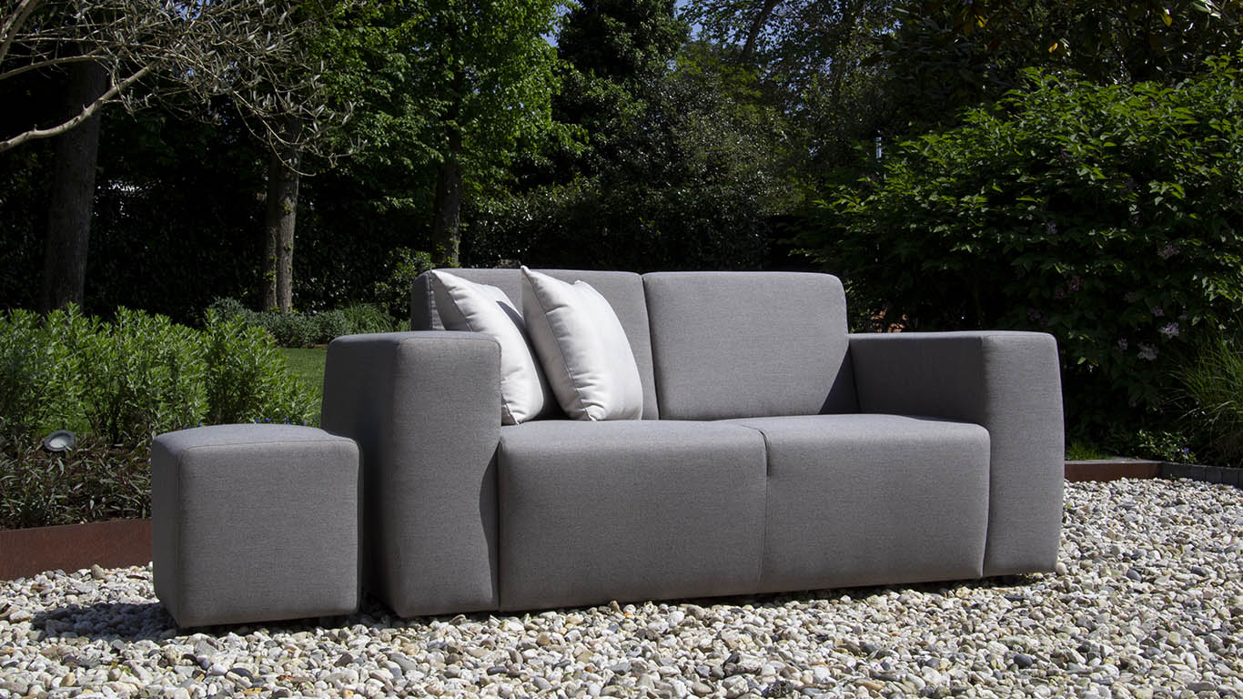 Luxe Provence grijze buitenbank - Keuze uit negen Sunbrella stoffen