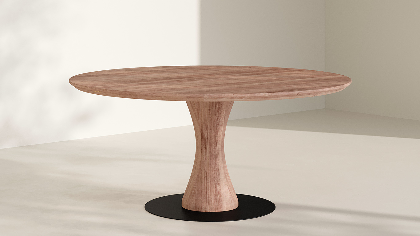 Bruuts Rond Verjongde Rand Matt Lacquer Kolompoot Hout Vaas Matt Lacquer Stijl 1