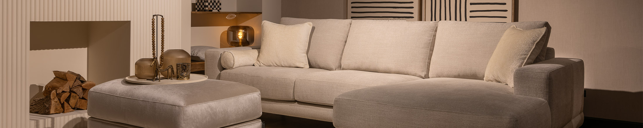 UrbanSofa loungebank Milan in de stof Carlyle Nature - Loungebank op maat samenstellen