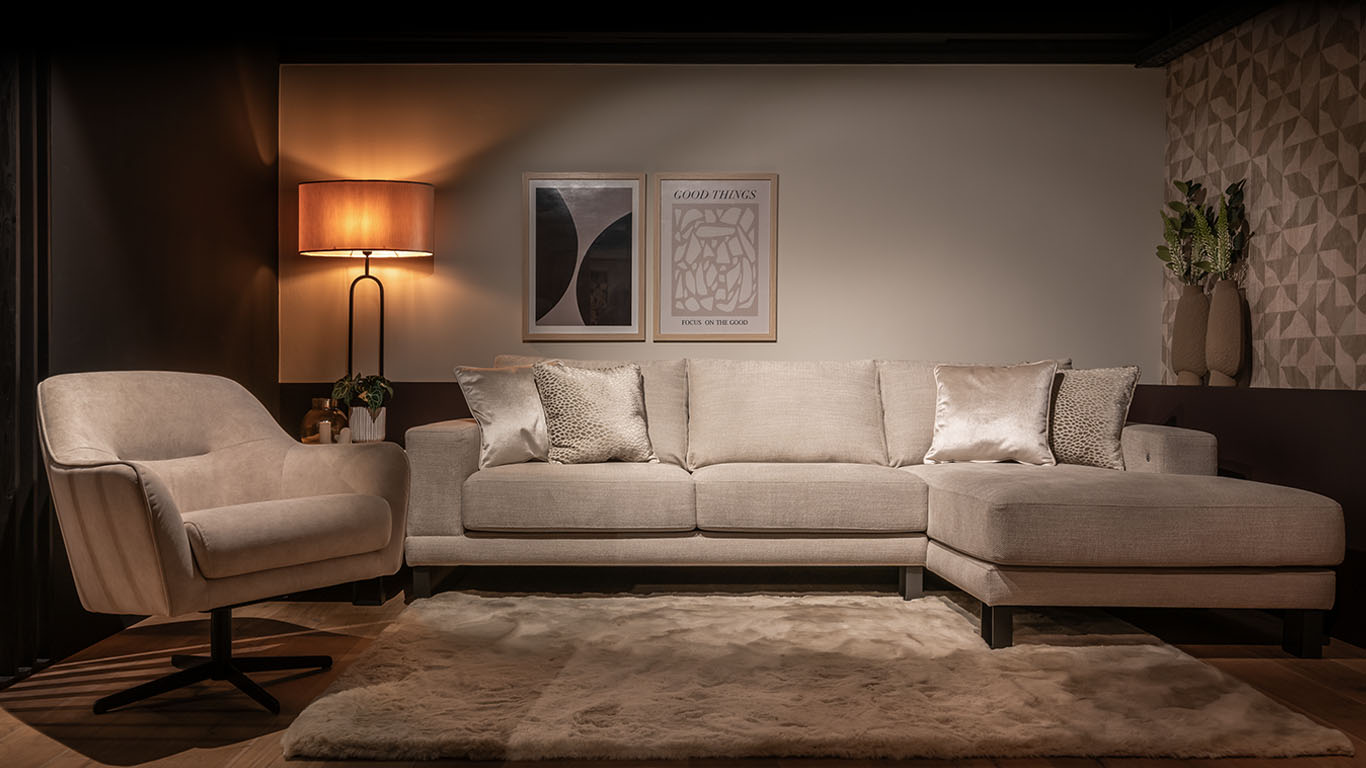 UrbanSofa Milan Loungebank Carlyle Nature en Tygo fauteuil Verona Nature 1