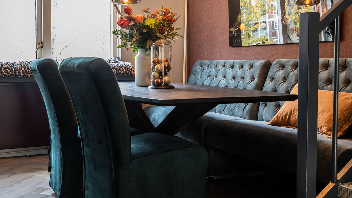 UrbanSofa Bordeaux eetkamerfauteuil met parketwielen2