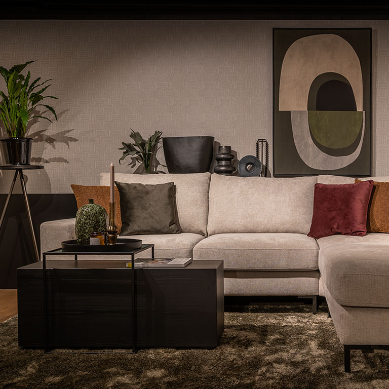 UrbanSofa Lausanne Hoekbank in Suave Nature met Carl Block Low 2