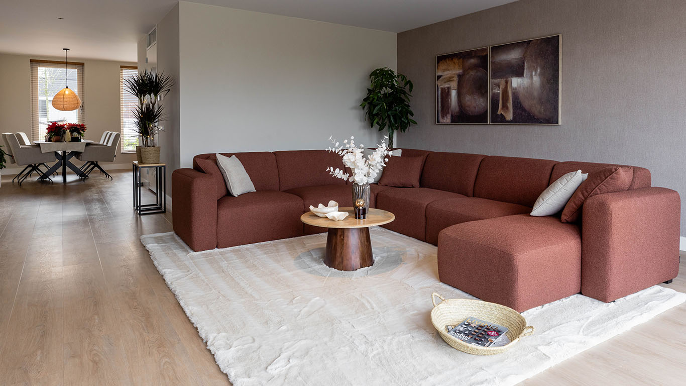 GTV AFL 15 UrbanSofa Pebble hoekbank Mika eetkamerstoel