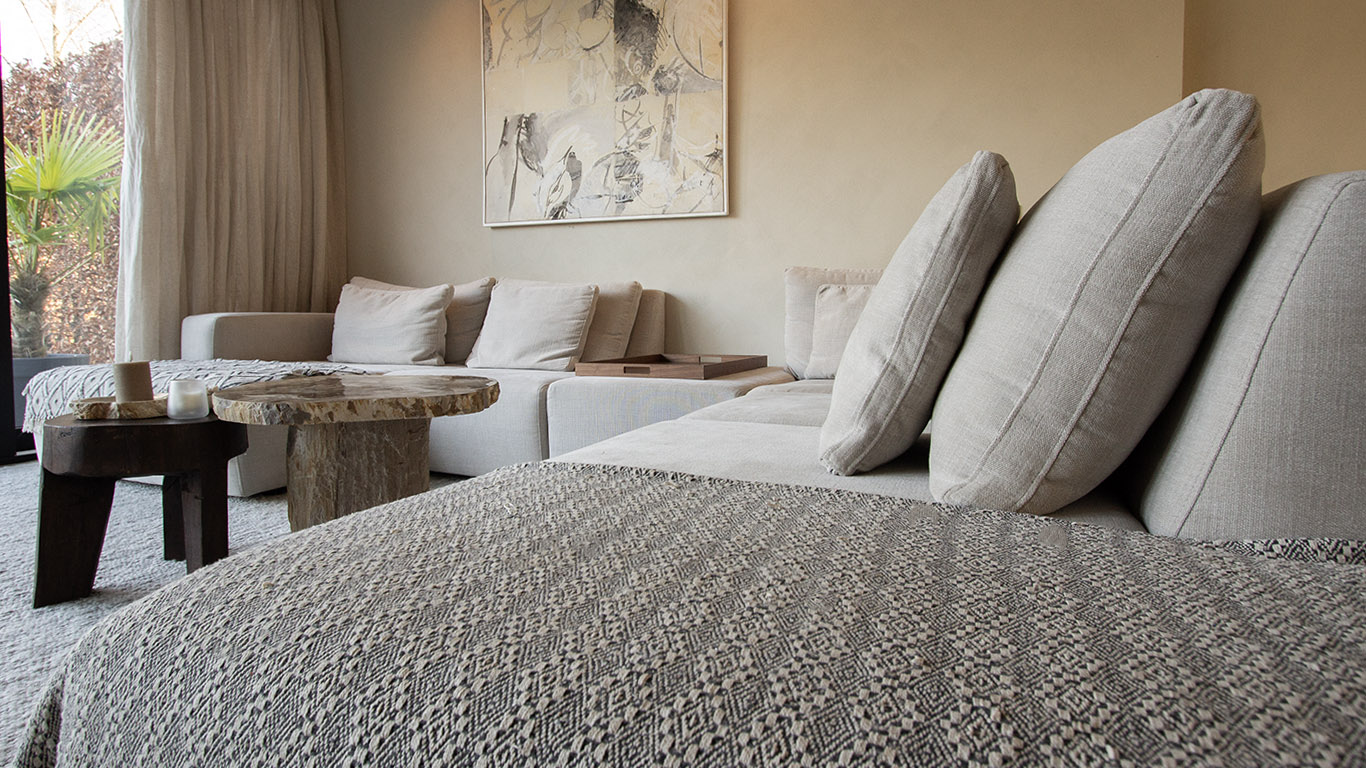 UrbanSofa Tommy Elementen Bank Hoekbank in Palazzo Sand detail 1