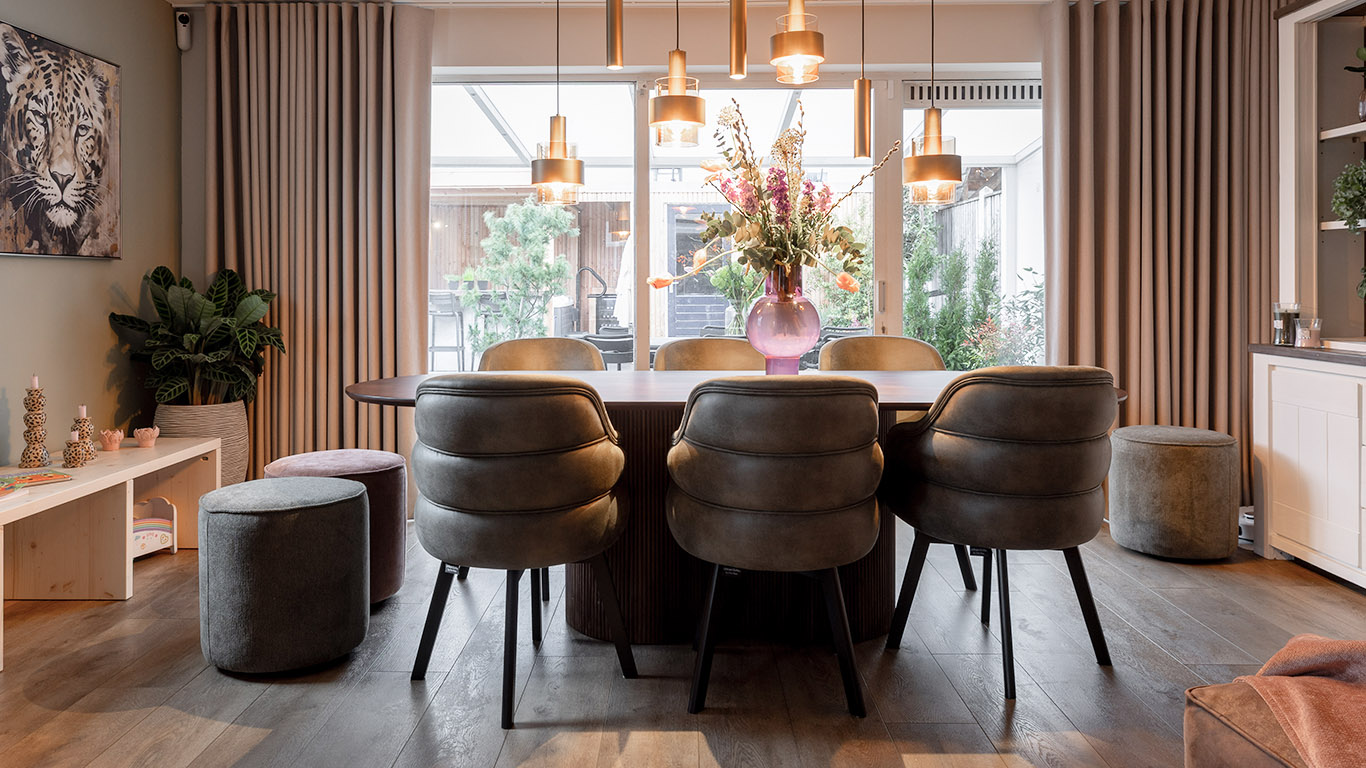 GTV AFL 30 UrbanSofa Evan eetkamerstoelen met Curved Backrest in Arizona Army 6