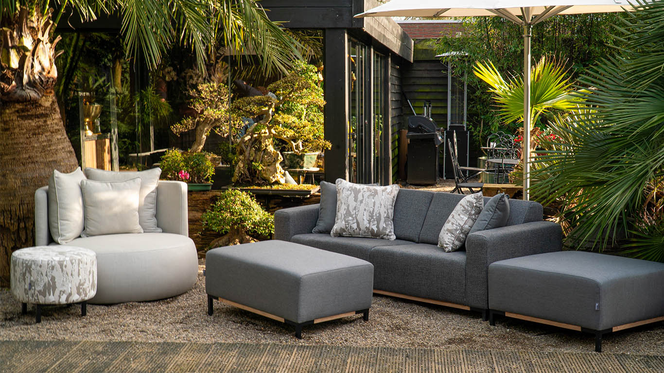 GTV AFL 30 UrbanSofa Outdoor Marbella Sofa in Savana Tornado en Ibiza Fauteuil in Savana Grey 2