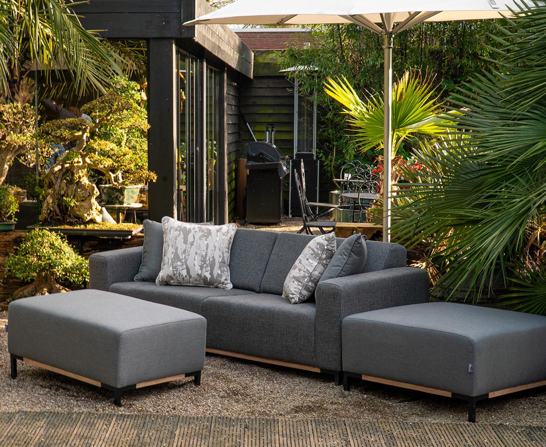 GTV AFL 30 UrbanSofa Outdoor Marbella Sofa in Savana Tornado en Ibiza Fauteuil in Savana Grey Home Slider