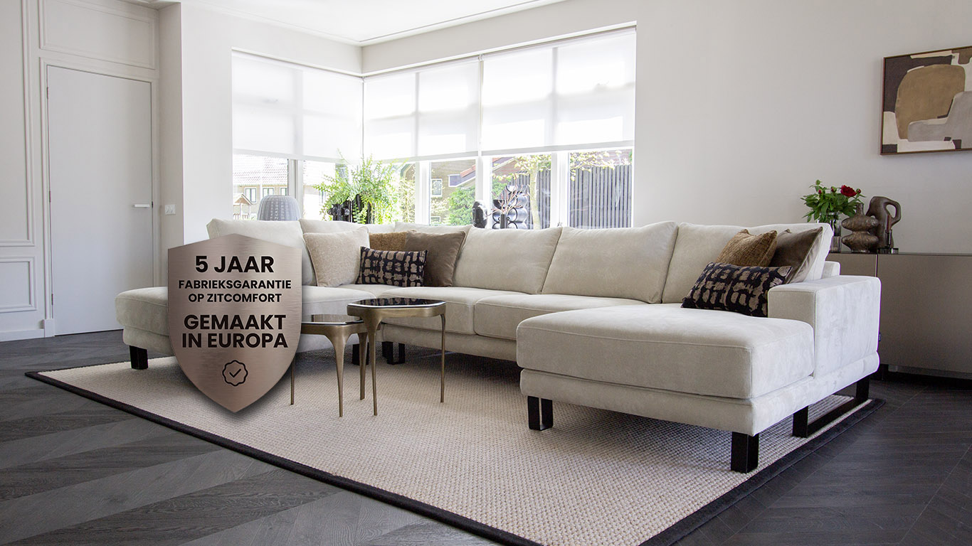 UrbanSofa 100 Dagen Proefzitten Milan Hoekbank Monti Beige Home schild rechts