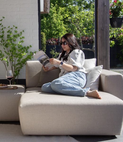 UrbanSofa Outdoor Stoffen Tuinbanken Provence Hoekbank en Ronde Outdoor Hockers in Savana Coconut detail 2