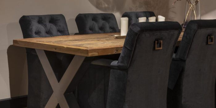 UrbanSofa-Toulouse-Eetstoel-Napels-Black-Burlington-Eettafel-X-Poot-Large-Zwart-Vierkant